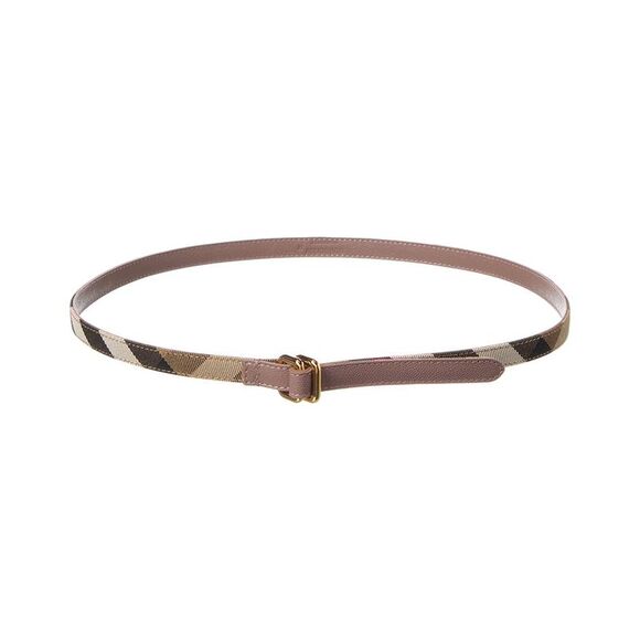 Burberry Check Canvas & Leather Belt, Brown - Picture 1 of 3